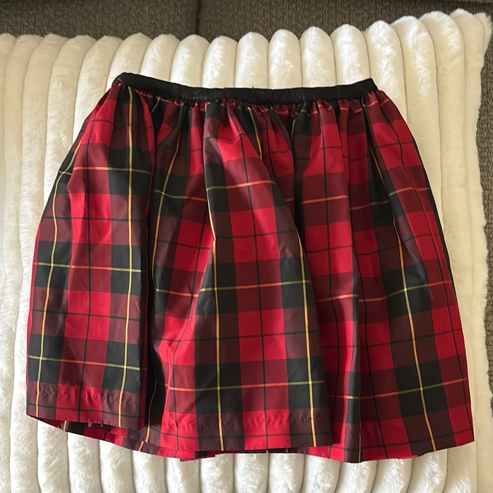 Ralph Lauren Red Black Pleated Bubble Skirt